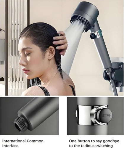 3 Modes Shower Head With Filter High Pressure Water Saving Massage Scalp