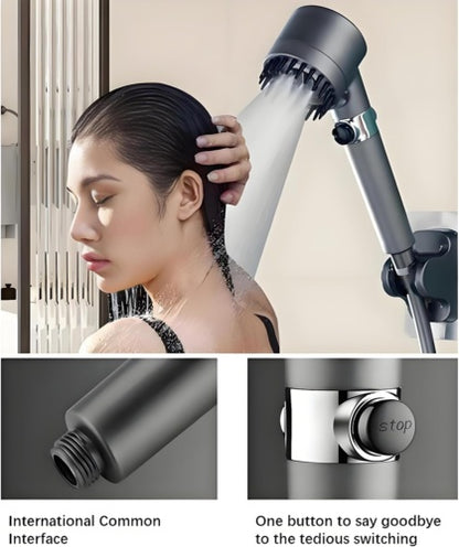 3 Modes Shower Head With Filter High Pressure Water Saving Massage Scalp