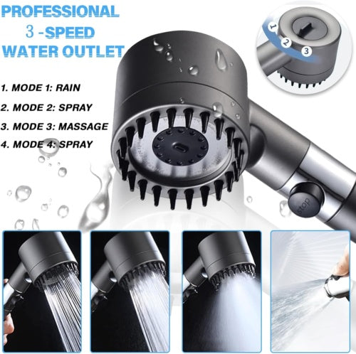 3 Modes Shower Head With Filter High Pressure Water Saving Massage Scalp