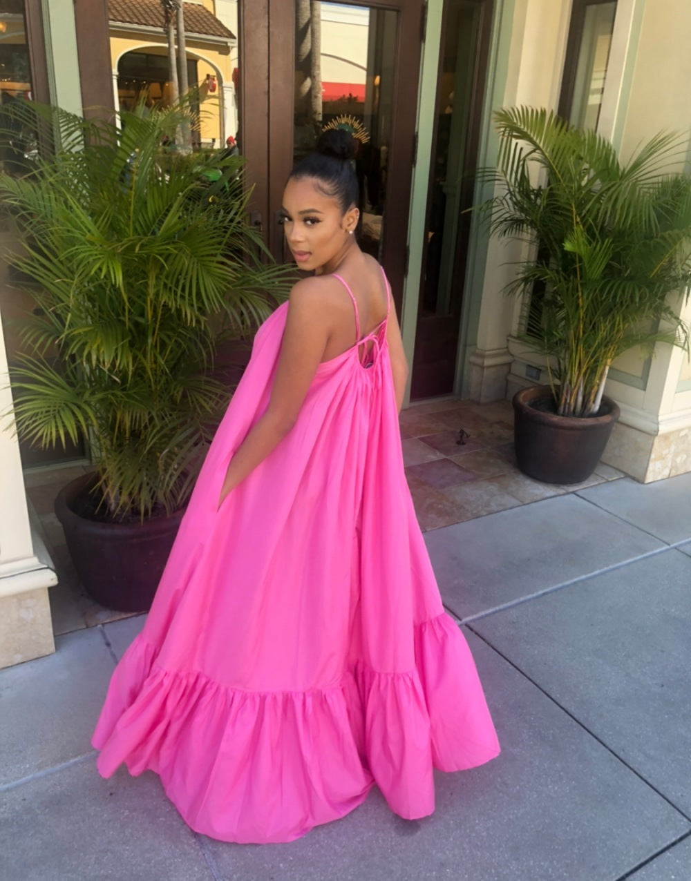 Sleeveless Solid Color Long Big Swing Dress