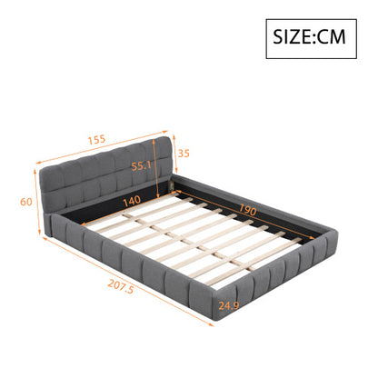 Double Bed With Soft Linen Backrest