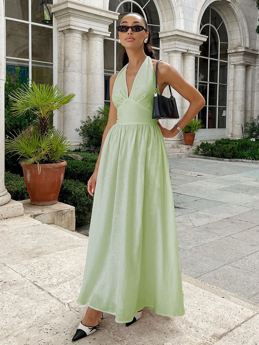 Halter Lace-up Backless Long Dress