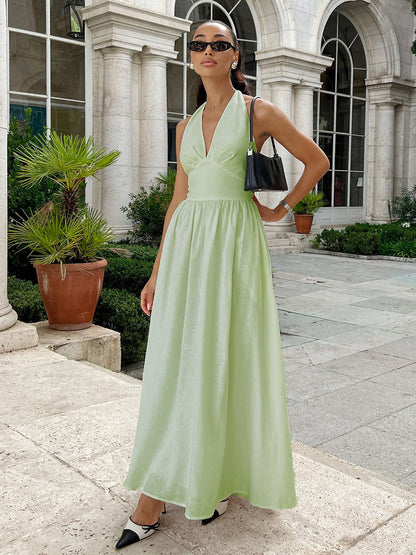 Halter Lace-up Backless Long Dress