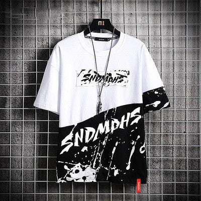 Short Sleeved Men's Trendy Color Matching Irregular Men's