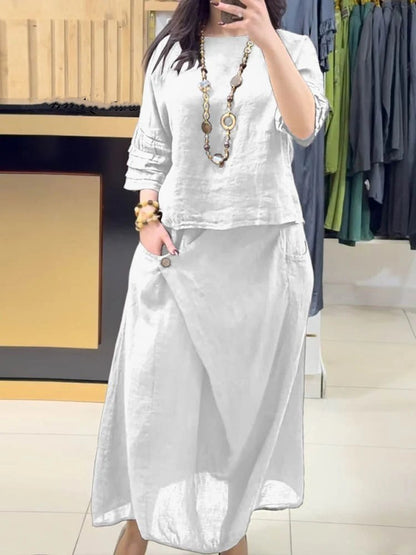 Casual Solid Color Loose Dress Two-piece Suit