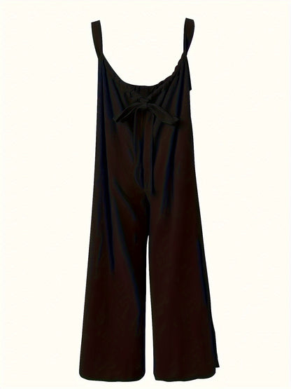 Plus Size Solid Color Pocket Overalls Casual Women's Pants