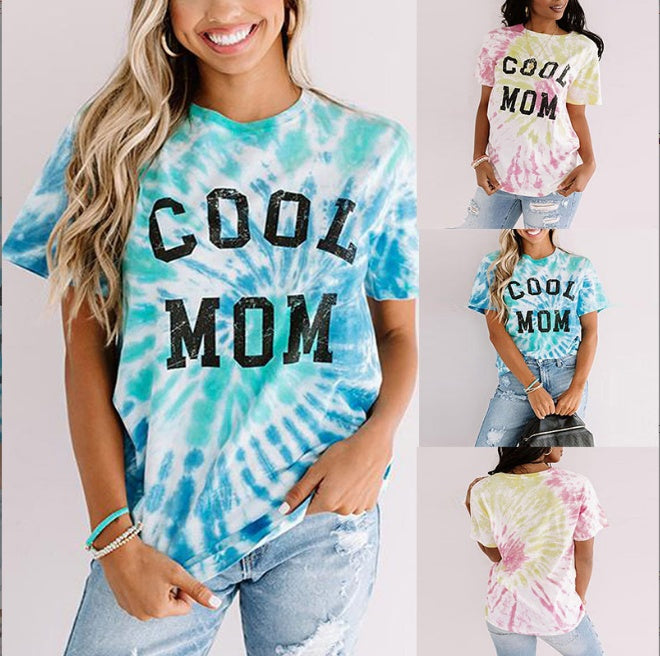 European And American Digital Printing Short-sleeved Women's Summer Loose T-shirt