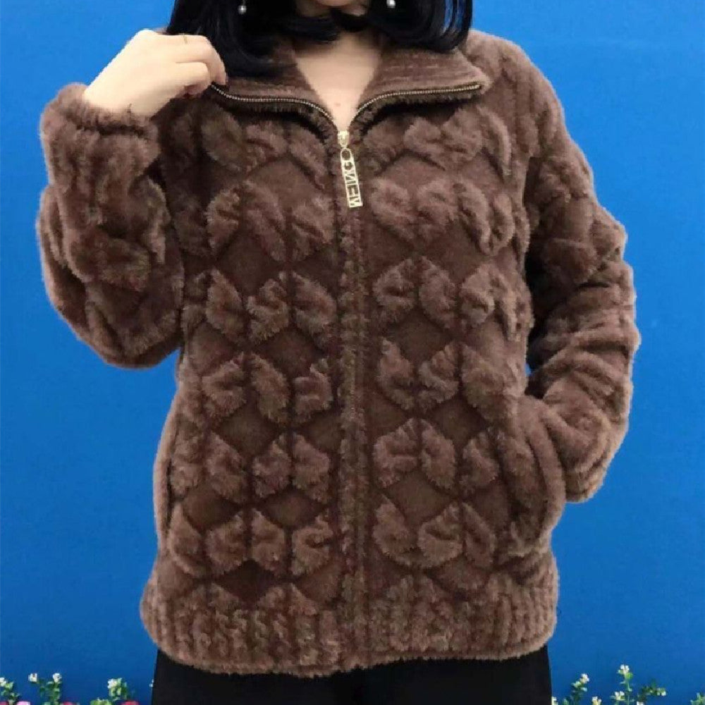 Mink-like Wool Middle-aged And Elderly Thick Plus Size Coat