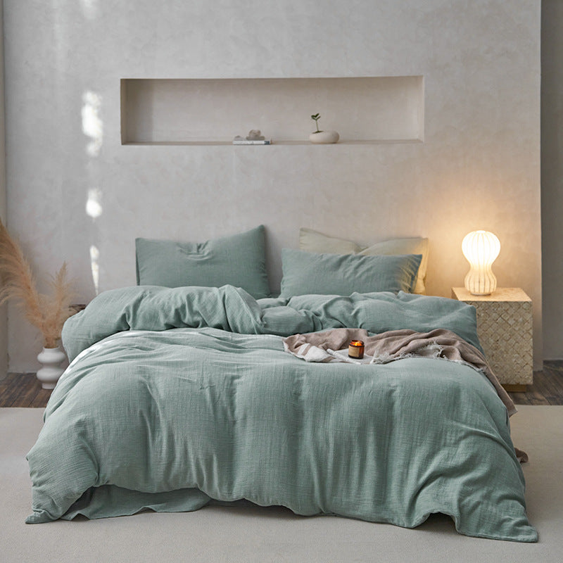 Japanese-style Pure Cotton Double-layer Wrinkle Yarn Four-piece Jacquard Beddings