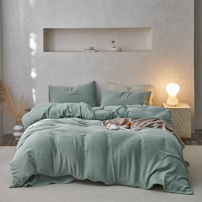 Japanese-style Pure Cotton Double-layer Wrinkle Yarn Four-piece Jacquard Beddings