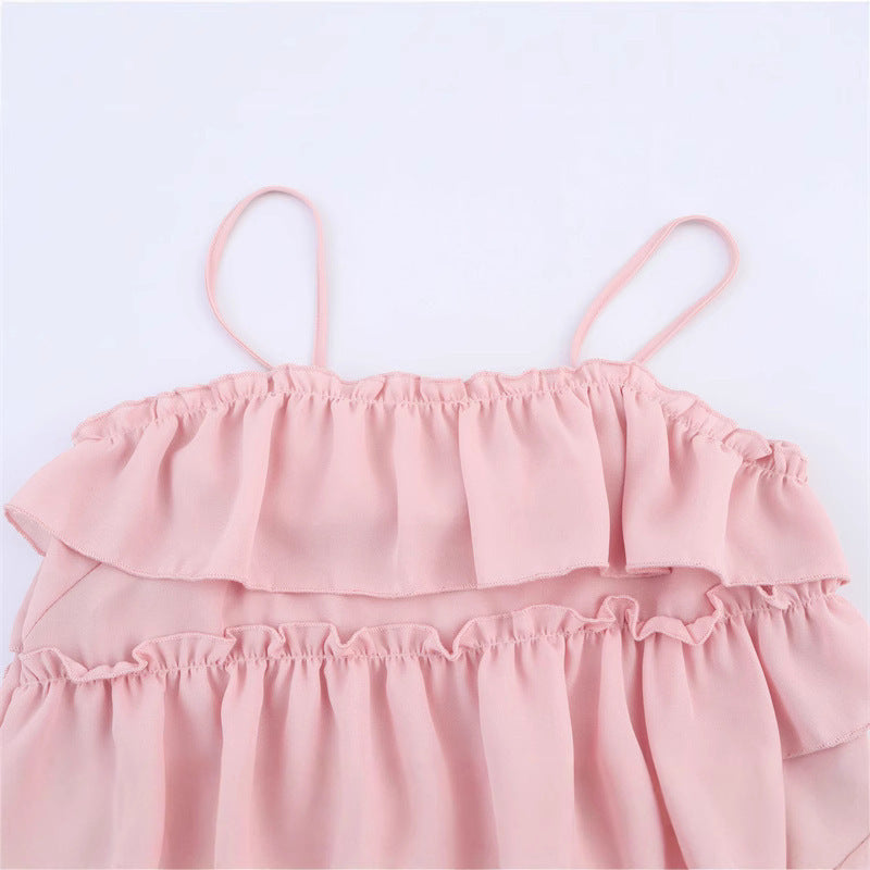 European And American Vacation Style Sling Dress Short Cake Dress