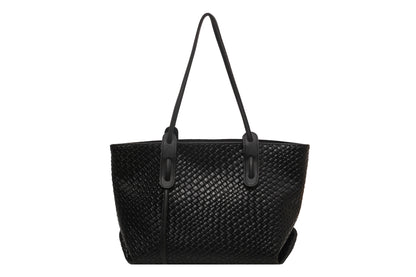Large Capacity Woven Shouder Bgas Women Versatile Retro Textured Solid Color Totes