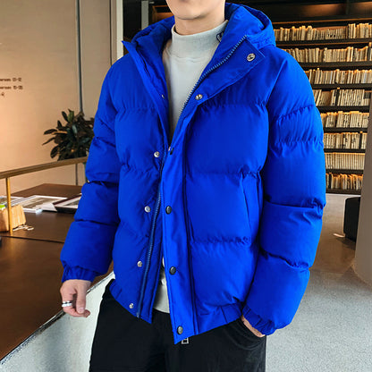 Hooded thick solid color cotton jacket