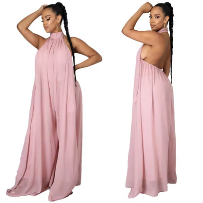 Casual Chiffon Loose Backless Women s Jumpsuit