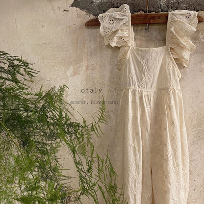 Sling Cotton Embroidered Jumpsuit Ins