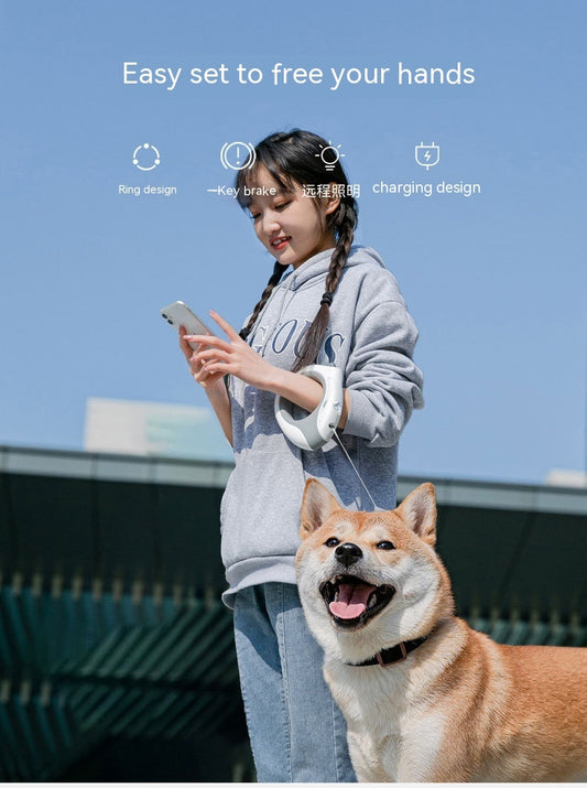 Ring With Light Dog Leash Pet Automatic Retractable Leash Luminous