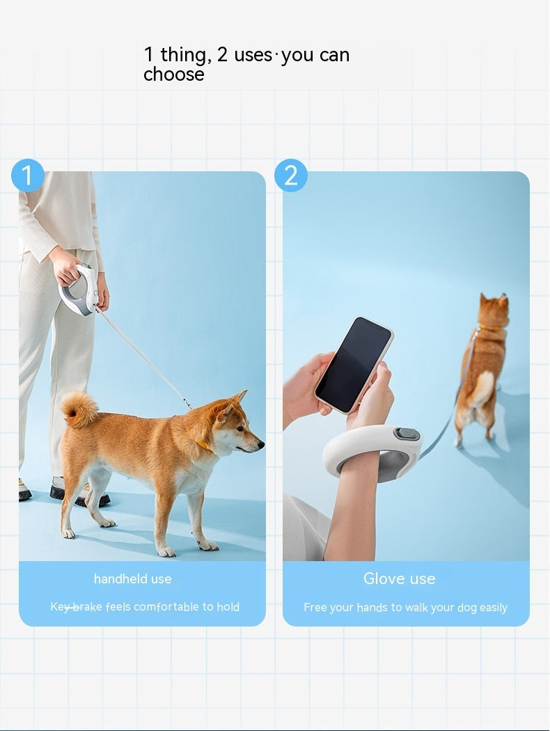 Ring With Light Dog Leash Pet Automatic Retractable Leash Luminous