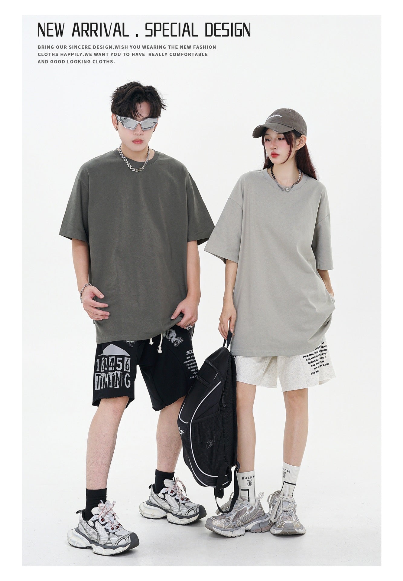 280g Pure Cotton Solid Color Short Sleeve American Casual Loose Shoulder T-shirt