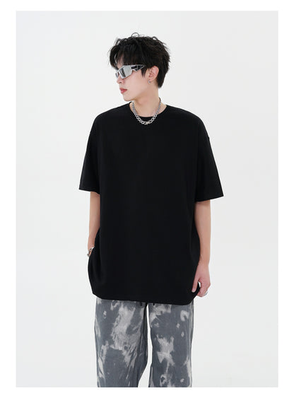 280g Pure Cotton Solid Color Short Sleeve American Casual Loose Shoulder T-shirt