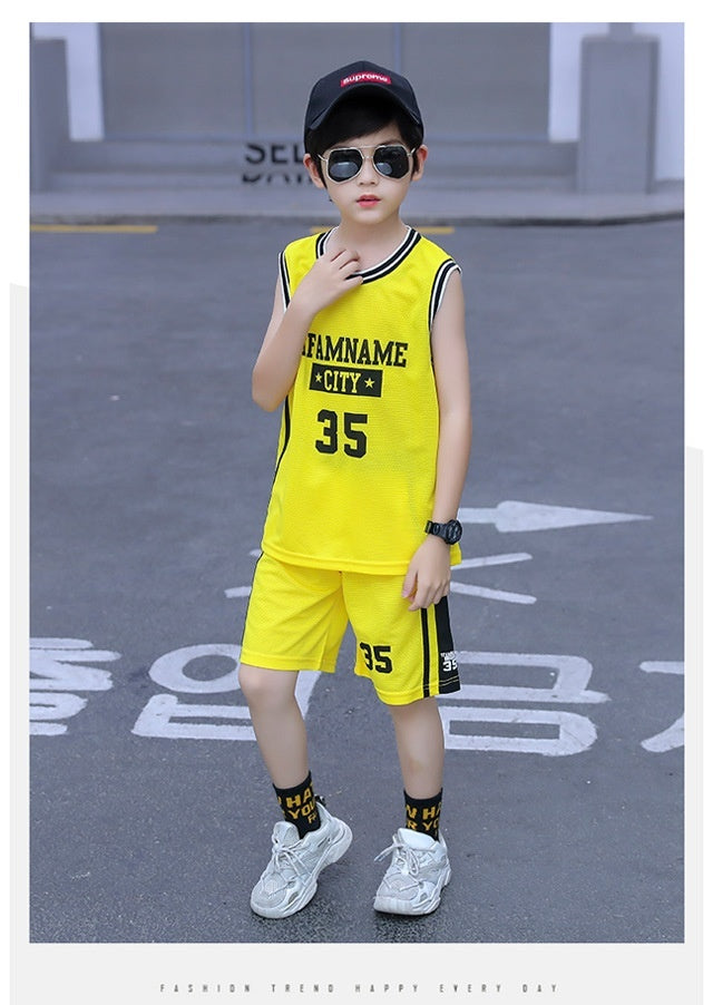 Sleeveless Two-piece Suit Quick-drying Children Older Boy Polo Shirt Suit