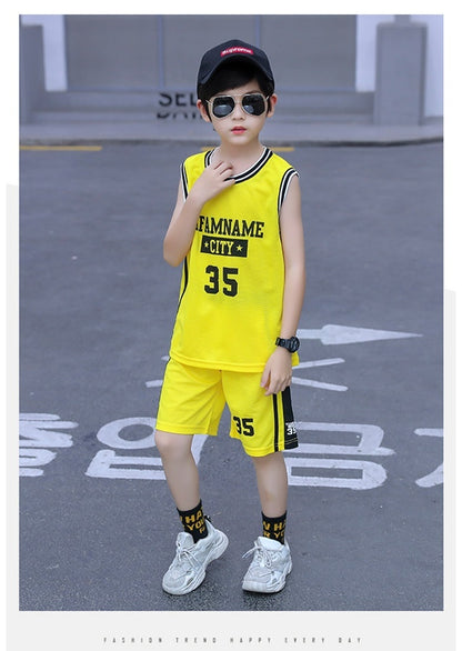 Sleeveless Two-piece Suit Quick-drying Children Older Boy Polo Shirt Suit