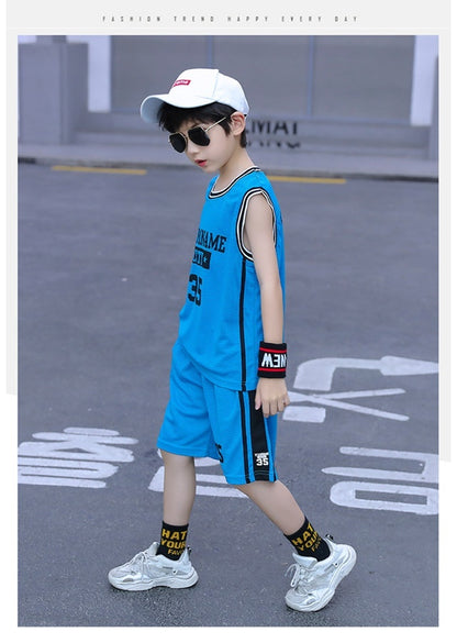 Sleeveless Two-piece Suit Quick-drying Children Older Boy Polo Shirt Suit