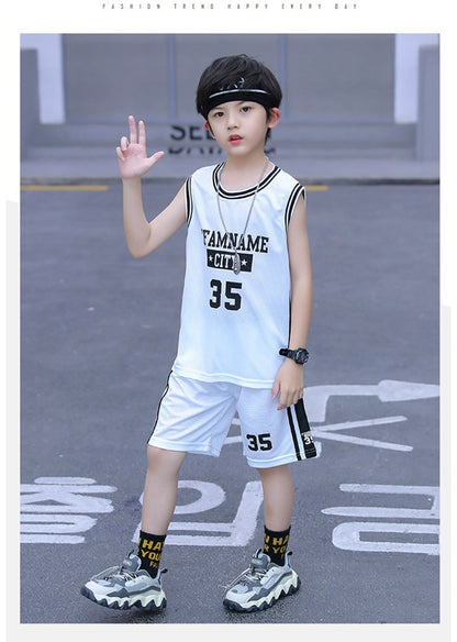 Sleeveless Two-piece Suit Quick-drying Children Older Boy Polo Shirt Suit