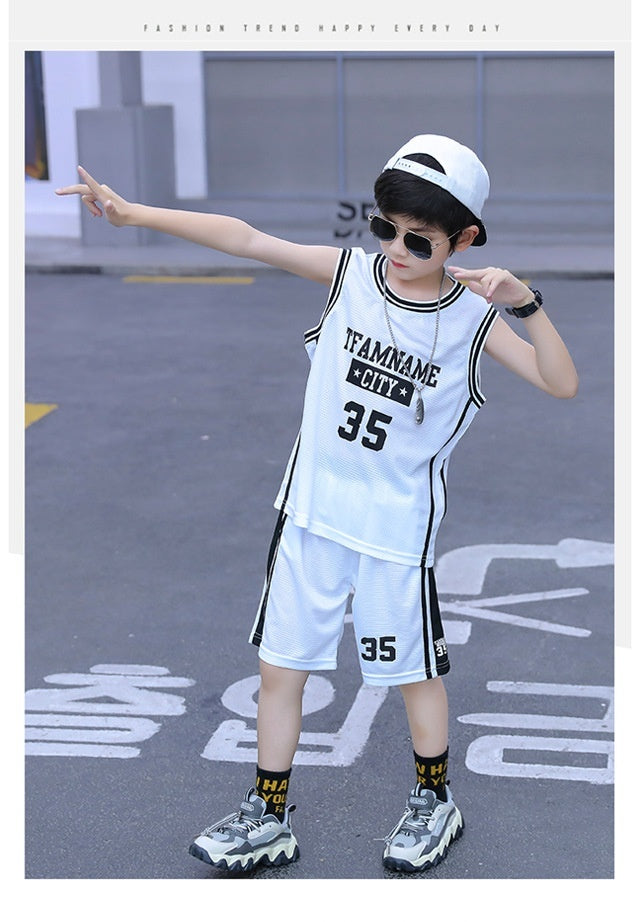 Sleeveless Two-piece Suit Quick-drying Children Older Boy Polo Shirt Suit