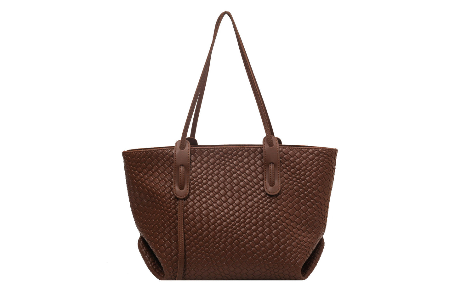 Large Capacity Woven Shouder Bgas Women Versatile Retro Textured Solid Color Totes