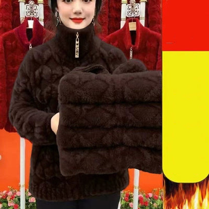 Mink-like Wool Middle-aged And Elderly Thick Plus Size Coat