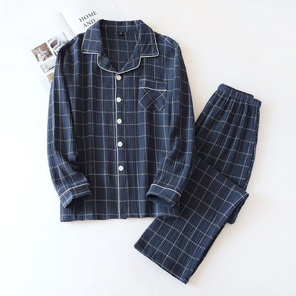 Plaid Long-Sleeved Trousers Cotton Two-Color Home