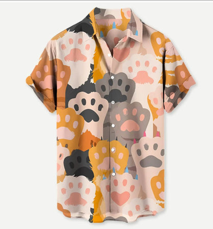 European And American Hawaiian Casual Floral Print Men's Lapel Shirt Short Sleeve