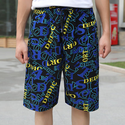 Summer Beach Pants Men's Loose Casual Fifth Pants Ice Silk High Elasticity Quick-drying