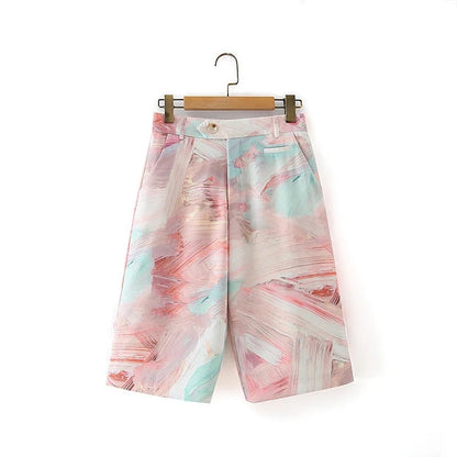 Pants suit graffiti long female jacket suit