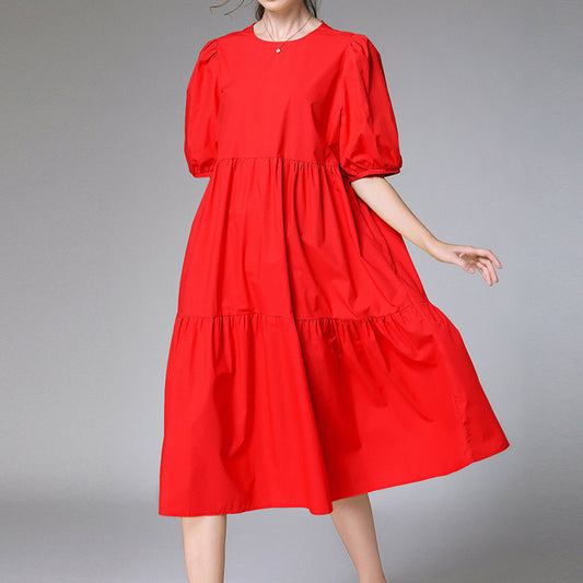 Loose fashion pleated stitching dress