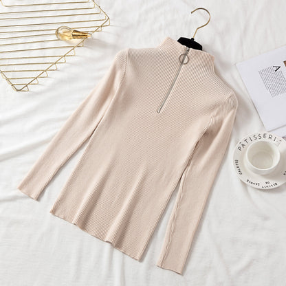 Turtleneck circle zipper pullover sweater