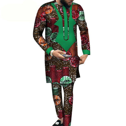 Cotton Batik Print Men's Trousers And T-Shirt Set