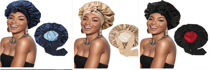 Double-layer Satin Ribbon Round Cap Bow Artificial Silk Beauty Hair Care Wide-brimmed Hat