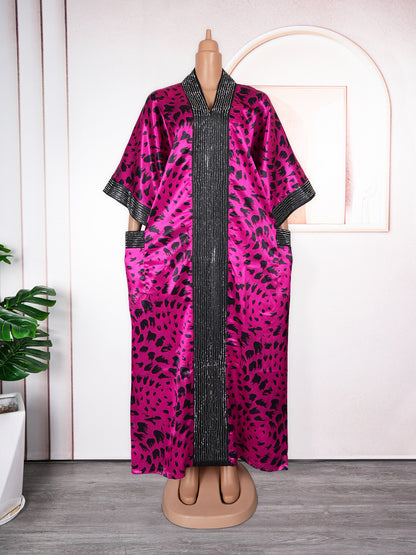 Printing Loose Robe Cross-border Foreign Trade AliExpress Amazon Hot Drilling With Pockets Dress