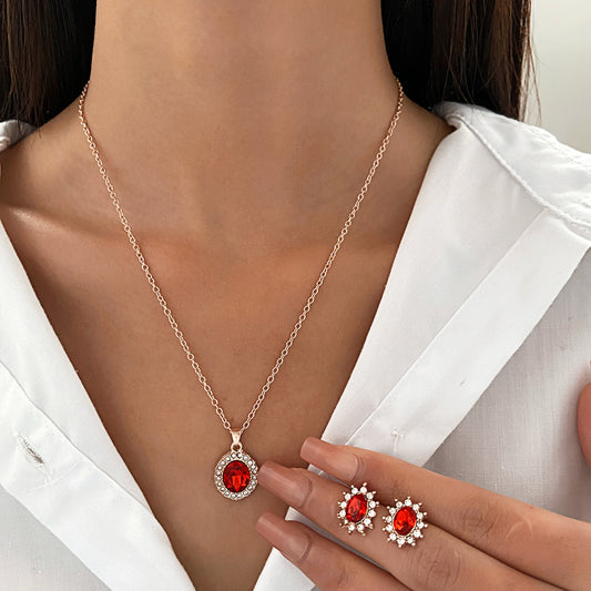 Female SUNFLOWER Earrings And Necklace Set