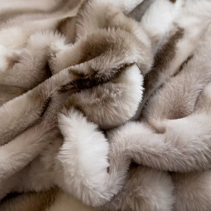 Winter Thickened Rabbit Plush Four-piece Milk Coral Velvet