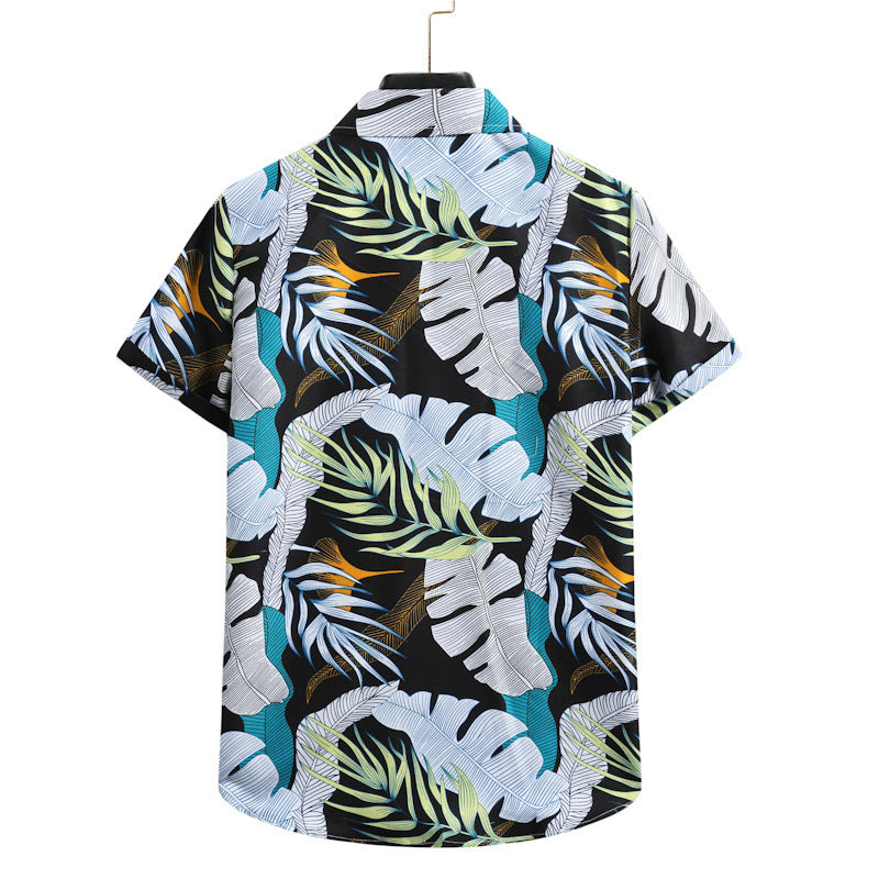 Foreign Trade Men's Floral Shirts Trends Hawaiian Printing Short-sleeved