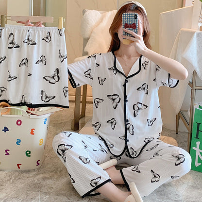 Women's Fashion Casual Printing Cotton Outer Wear Three-piece Suit