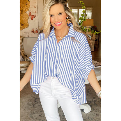 Striped Splicing Sun Protection Shirt Women's Top