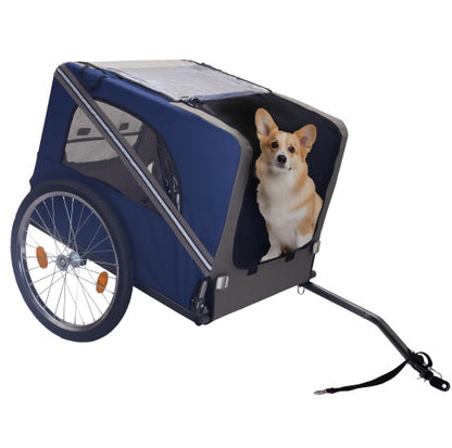 Dog Bike Trailer, Breathable Mesh Dog Cart With 3 Entrances, Safety Flag, 8 Reflectors, Folding Pet Carrier Wagon With 20 Inch Wheels, Bicycle Carrier For Medium And Small Sized Dogs