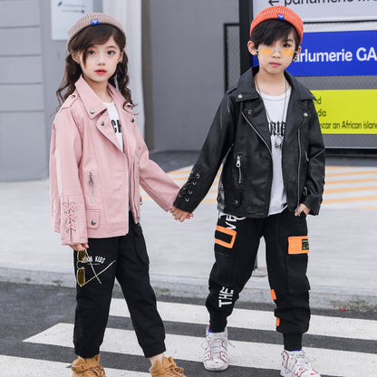 Children's Leather Fashion Boys And Girls Motorcycle