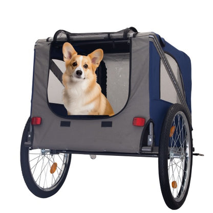 Dog Bike Trailer, Breathable Mesh Dog Cart With 3 Entrances, Safety Flag, 8 Reflectors, Folding Pet Carrier Wagon With 20 Inch Wheels, Bicycle Carrier For Medium And Small Sized Dogs