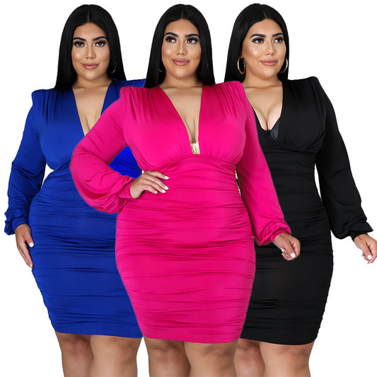 Women's Solid Color Gradation Effect Pack Hip Sexy Dress