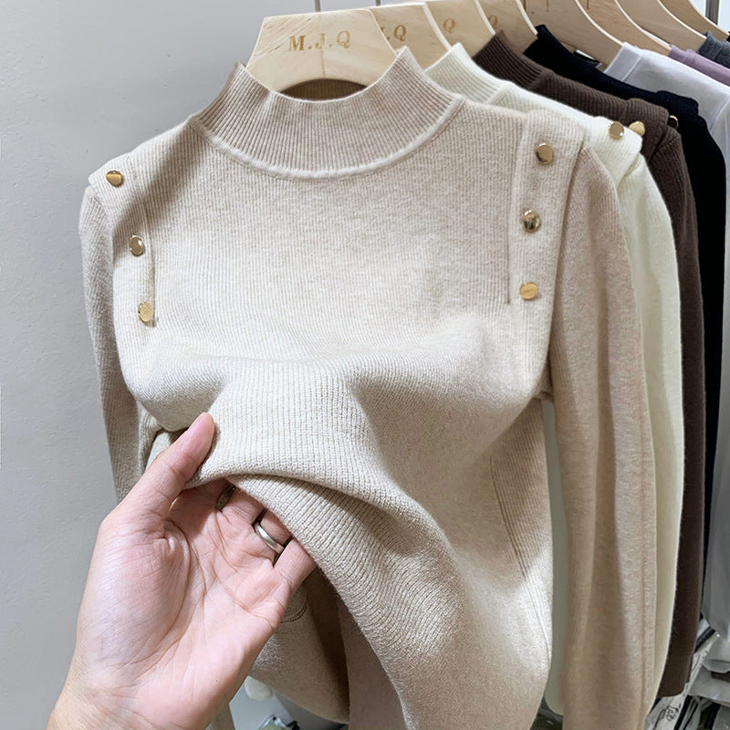 Thickened Half-high Collar Sweater Pullover Long Sleeve Knitted Bottoming Shirt