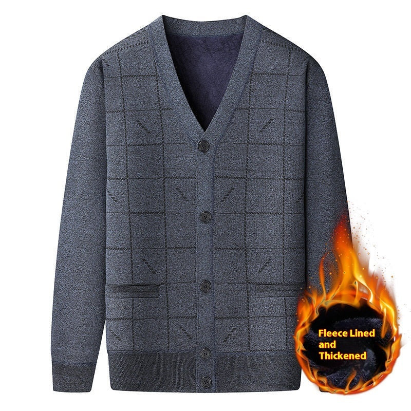 Middle-aged And Elderly Men's Sweater Cardigan Autumn And Winter Dad Wear